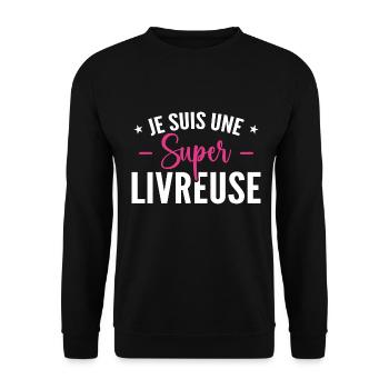 A Super Delivery Girl - Delivery Gift - Unisex Sweatshirt - black - Front - Alina (178cm) & Michal (187cm)
