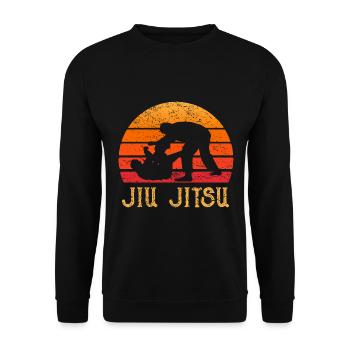 Jiu Jitsu BJJ Brazilian Jiu-Jitsu Retro Geschenk - Unisex Pullover - Schwarz - Vorne - Alina (178cm) & Michal (187cm)