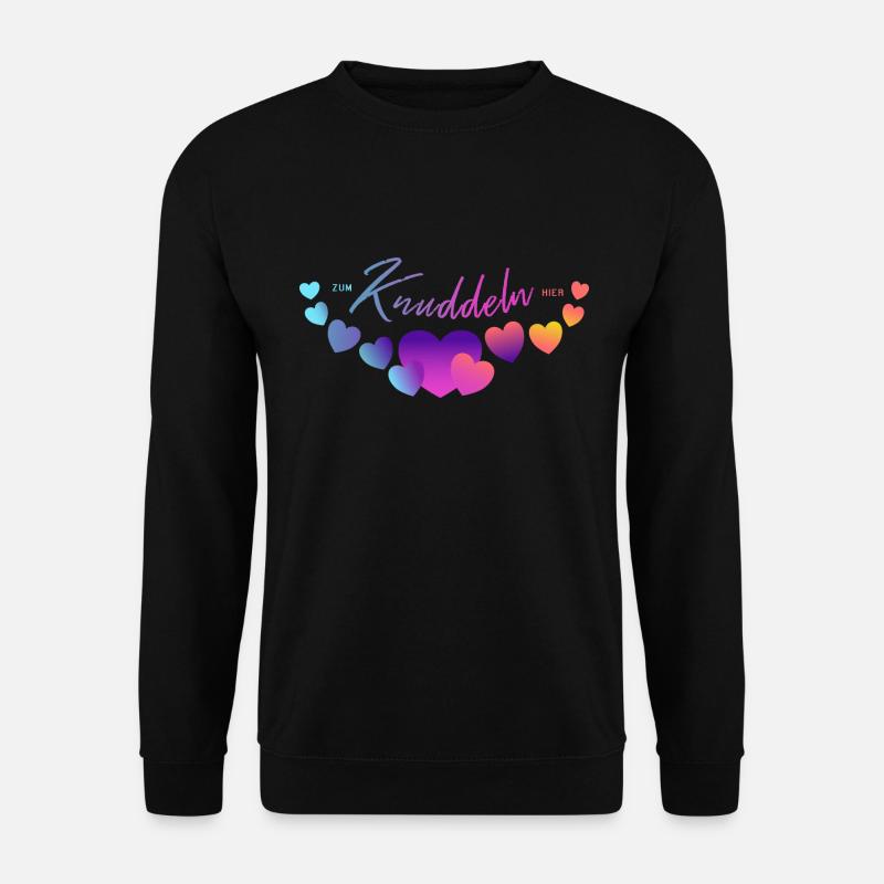 zum knuddeln kuscheln liebhaben Herzen - Unisex Pullover - Schwarz