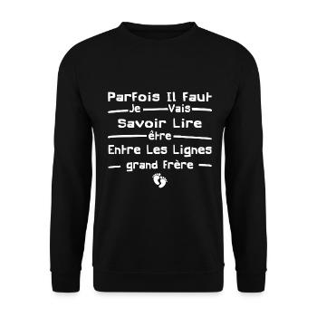 Futur grand frère - Bientôt grand-frère - Sweat-shirt Unisexe - noir - Devant - Alina (178cm) & Michal (187cm)