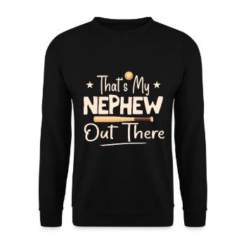 Das ist mein Neffe da draußen Baseball-Liebhaber - Unisex Pullover - Schwarz - Vorne - Alina (178cm) & Michal (187cm)