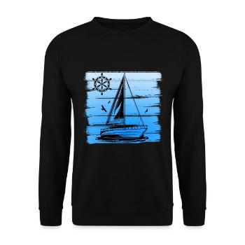 Segelschiff Design Schiff Boot Seefahrt Maritim - Unisex Pullover - Schwarz - Vorne - Alina (178cm) & Michal (187cm)