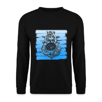 Anchor Design Ship Boat Seafaring Maritime - Unisex Sweatshirt - black - Front - Alina (178cm) & Michal (187cm)