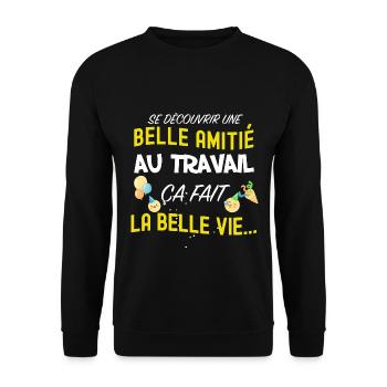 Collègue amitié Au travail Cadeau Entreprise - Sweat-shirt Unisexe - noir - Devant - Alina (178cm) & Michal (187cm)