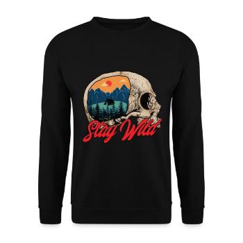 Stay Wild Skull Campsite Tent Sunset - Unisex Sweatshirt - black - Front - Alina (178cm) & Michal (187cm)