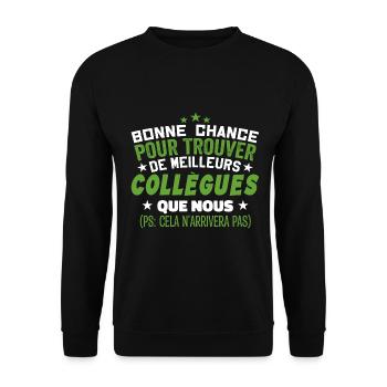 Humour Collègue Collègues Cadeau Départ Retraite - Sweat-shirt Unisexe - noir - Devant - Alina (178cm) & Michal (187cm)