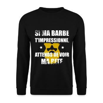 Ma barbe t'impressionne - Sweat-shirt Unisexe - noir - Devant - Alina (178cm) & Michal (187cm)
