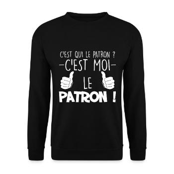 Papa c est qui le patron - Sweat-shirt Unisexe - noir - Devant - Alina (178cm) & Michal (187cm)
