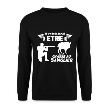 Chasseur Le Choix du Sanglier Citation - Sweat-shirt Unisexe - noir - Devant - Alina (178cm) & Michal (187cm)