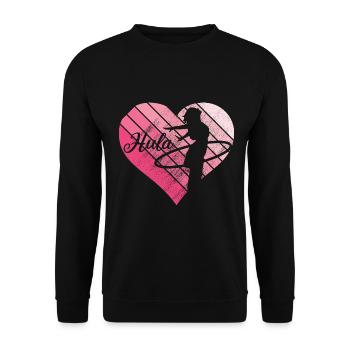 Hula Hupp vintage retro heart Huller Hoop - Unisex Sweatshirt - black - Front - Alina (178cm) & Michal (187cm)