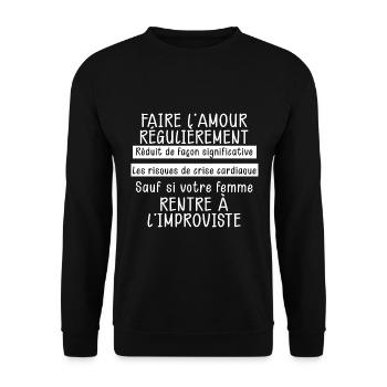 Expression Pour Mari Epoux Cadeau Drôle - Sweat-shirt Unisexe - noir - Devant - Alina (178cm) & Michal (187cm)