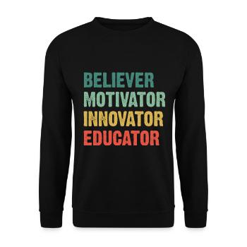 Croyant, Motivateur, Innovateur, Éducateur - Sweat-shirt Unisexe - noir - Devant - Alina (178cm) & Michal (187cm)