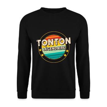 Tonton légendaire Idée cadeau Oncle - Sweat-shirt Unisexe - noir - Devant - Alina (178cm) & Michal (187cm)