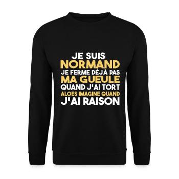 Normande Je Ferme Pas Ma Gueule Normandie Humour - Sweat-shirt Unisexe - noir - Devant - Alina (178cm) & Michal (187cm)