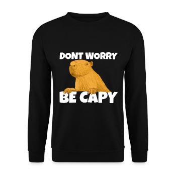 Dont worry be capy, das lustige Capybara - Unisex Pullover - Schwarz - Vorne - Alina (178cm) & Michal (187cm)