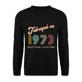 Anniversaire Fabriqué en 1973 Vintage - Sweat-shirt Unisexe - noir - Devant - Alina (178cm) & Michal (187cm)