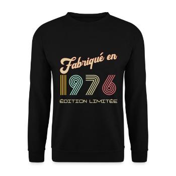 Anniversaire Homme Fabriqué en 1976 vintage - Sweat-shirt Unisexe - noir - Devant - Alina (178cm) & Michal (187cm)