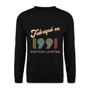 Anniversaire Fabriqué en 1991 vintage édition - Sweat-shirt Unisexe - noir - Devant - Alina (178cm) & Michal (187cm)