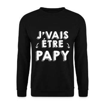 Je vais etre papy Annonce Naissance Grand Père - Sweat-shirt Unisexe - noir - Devant - Alina (178cm) & Michal (187cm)