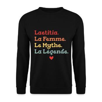 Laetitia La femme le mythe la légende - Sweat-shirt Unisexe - noir - Devant - Alina (178cm) & Michal (187cm)