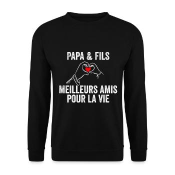 Papa Et Fils Meilleurs Amis Pour La Vie | Cadeau - Sweat-shirt Unisexe - noir - Devant - Alina (178cm) & Michal (187cm)