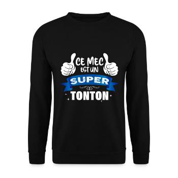 Tonton idée cadeau oncle suepr tonton - Sweat-shirt Unisexe - noir - Devant - Alina (178cm) & Michal (187cm)