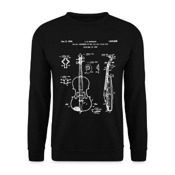 Tee shirt Joueur de Violon Vintage Imprimé 1932 - Sweat-shirt Unisexe - noir - Devant - Alina (178cm) & Michal (187cm)