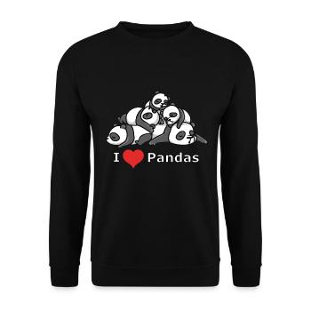 Schlafende Pandas mit Herz - I Love Pandas - Unisex Pullover - Schwarz - Vorne - Alina (178cm) & Michal (187cm)