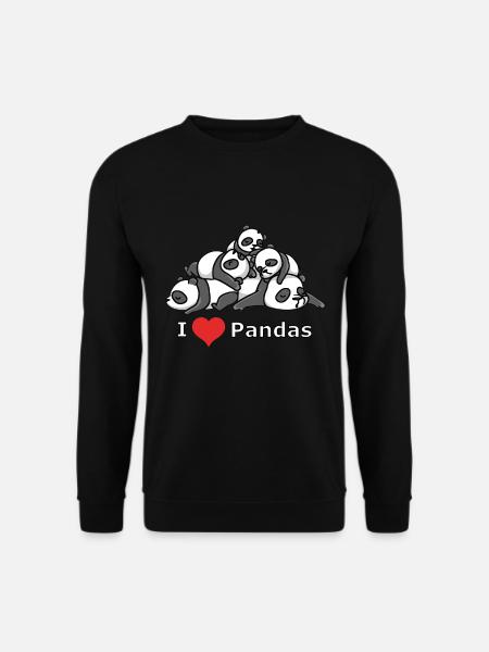 Schlafende Pandas mit Herz - I Love Pandas - Unisex Pullover - Schwarz
