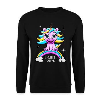 Gamer gamer gamer unicorn - Unisex Sweatshirt - black - Front - Alina (178cm) & Michal (187cm)