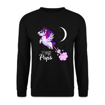 Ist mir Pups Einhorn Pups - Unisex Pullover - Schwarz - Vorne - Alina (178cm) & Michal (187cm)