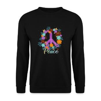 Peace Hippies Woodstock Retro - Sweat-shirt Unisexe - noir - Devant - Alina (178cm) & Michal (187cm)