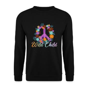 Wild Child Peace Hippies Woodstock Retro - Unisex Sweatshirt - black - Front - Alina (178cm) & Michal (187cm)