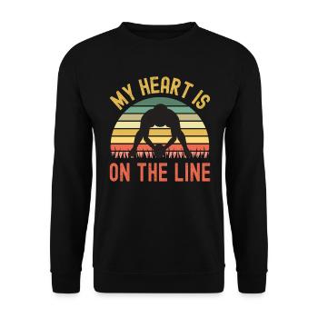 Mein Herz ist auf der Linie Rugby-Offensive - Unisex Pullover - Schwarz - Vorne - Alina (178cm) & Michal (187cm)