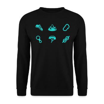Klettern Symbole Bouldern Bergsteiger Kletterer - Unisex Pullover - Schwarz - Vorne - Alina (178cm) & Michal (187cm)
