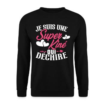 Je suis une Super kiné qui déchire - Sweat-shirt Unisexe - noir - Devant - Alina (178cm) & Michal (187cm)
