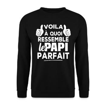 Voila à Quoi Ressemble le Papi Parfait - Sweat-shirt Unisexe - noir - Devant - Alina (178cm) & Michal (187cm)