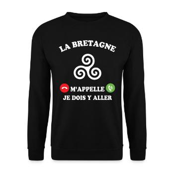 La bretagne m'appelle humour breton homme - Sweat-shirt Unisexe - noir - Devant - Alina (178cm) & Michal (187cm)
