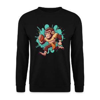 Super Bowl Monkey: Playful Football Design Print! - Sweat-shirt Unisexe - noir - Devant - Alina (178cm) & Michal (187cm)