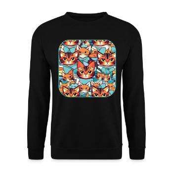 Cute Cat Tangled Warr - Unisex Sweatshirt - black - Front - Alina (178cm) & Michal (187cm)