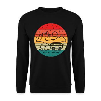 Retro Camper Bus Caravan Vintage Camper Graphic - Unisex Sweatshirt - black - Front - Alina (178cm) & Michal (187cm)