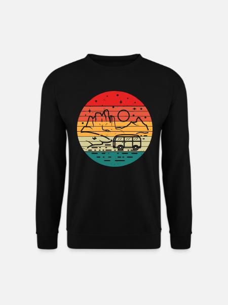Retro Camper Bus Wohnwagen Vintage Camper Grafik - Unisex Pullover - Schwarz