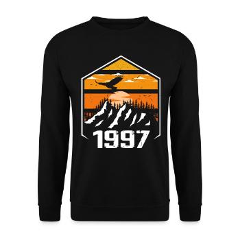 Jubiläum 1997 Jahrgang 1997 Hergestellt im Jahr 1997 - Unisex Pullover - Schwarz - Vorne - Alina (178cm) & Michal (187cm)