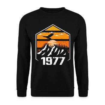 Anniversaire 1977 Millésime 1977 Fabriqué en 1977 - Sweat-shirt Unisexe - noir - Devant - Alina (178cm) & Michal (187cm)