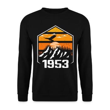 Geburtstag 1953 Jahrgang 1953 Hergestellt im Jahr 1953 - Unisex Pullover - Schwarz - Vorne - Alina (178cm) & Michal (187cm)