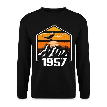 Birthday 1957 Vintage 1957 Made in 1957 - Unisex Sweatshirt - black - Front - Alina (178cm) & Michal (187cm)