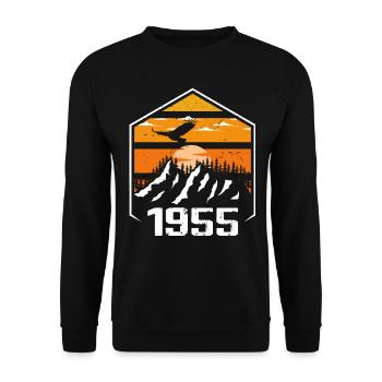 Anniversaire 1955 Millésime 1955 Fabriqué en 1955 - Sweat-shirt Unisexe - noir - Devant - Alina (178cm) & Michal (187cm)
