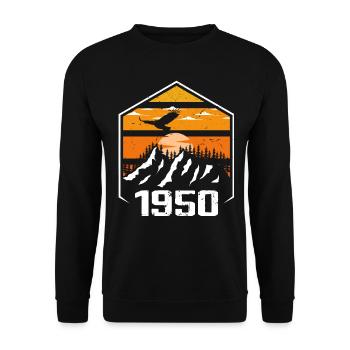 Jubiläum 1950 Jahrgang 1950 Baujahr 1950 Baujahr 1950 - Unisex Pullover - Schwarz - Vorne - Alina (178cm) & Michal (187cm)