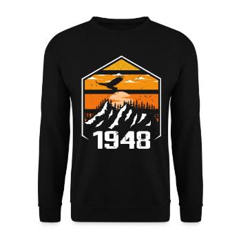 Geburtstag 1948 Jahrgang 1948 Hergestellt im Jahr 1948 - Unisex Pullover - Schwarz - Vorne - Alina (178cm) & Michal (187cm)