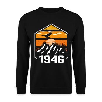Anniversaire 1946 Millésime 1946 Fabriqué en 1946 - Sweat-shirt Unisexe - noir - Devant - Alina (178cm) & Michal (187cm)